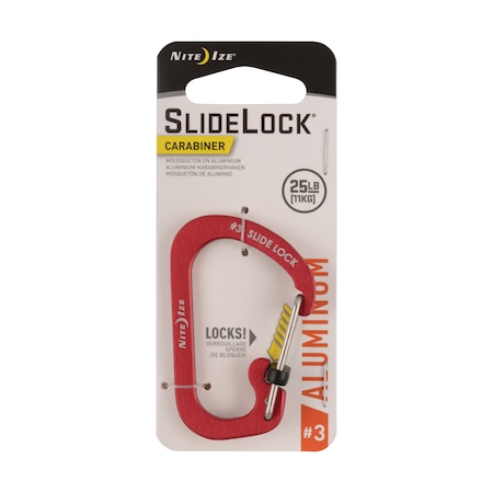 Nite Ize 2023 Nite Ize Slidelock Carabiner Aluminum No 3, Red NIT-CSLA3-10-R6